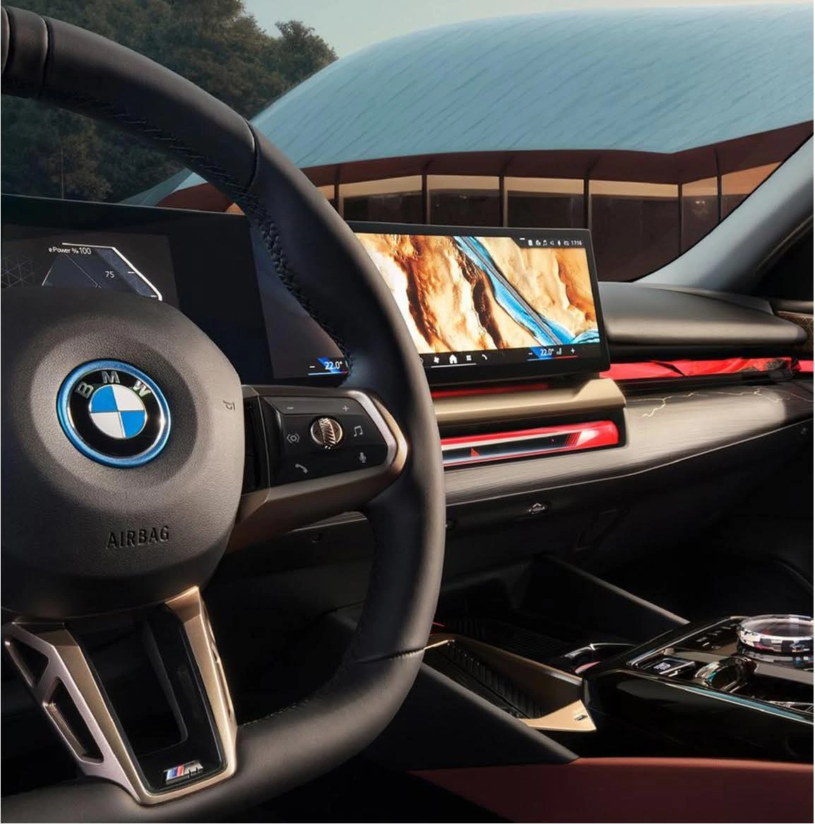 فرمان و نمایشگر خمیده BMW i5؛ عکس اصلی بروشور
